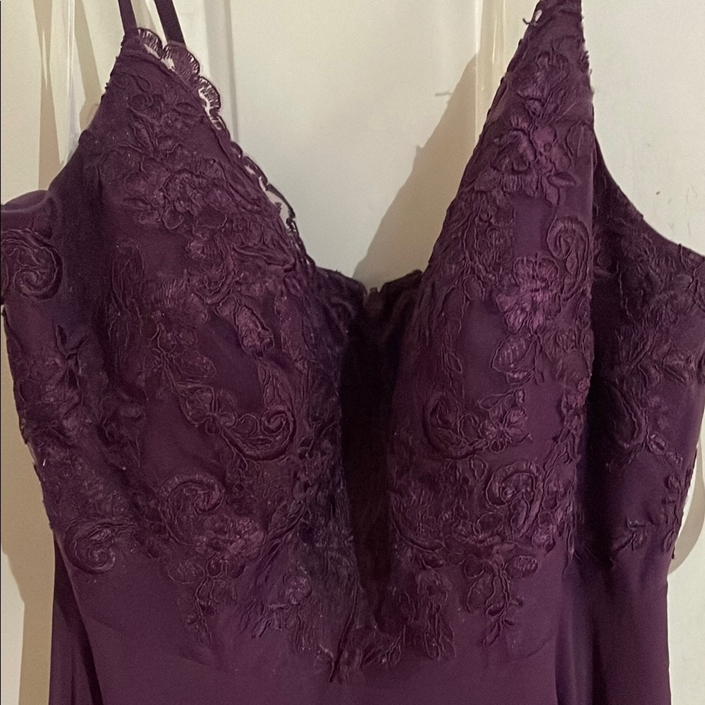 Azazie Purple Maxi Bridesmaid Dress with Spaghetti Straps